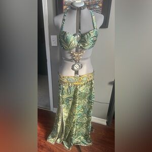 One of a Kind Hand Made Bellydance Costume 38B with 40 inc hip. Mermaid Skirt